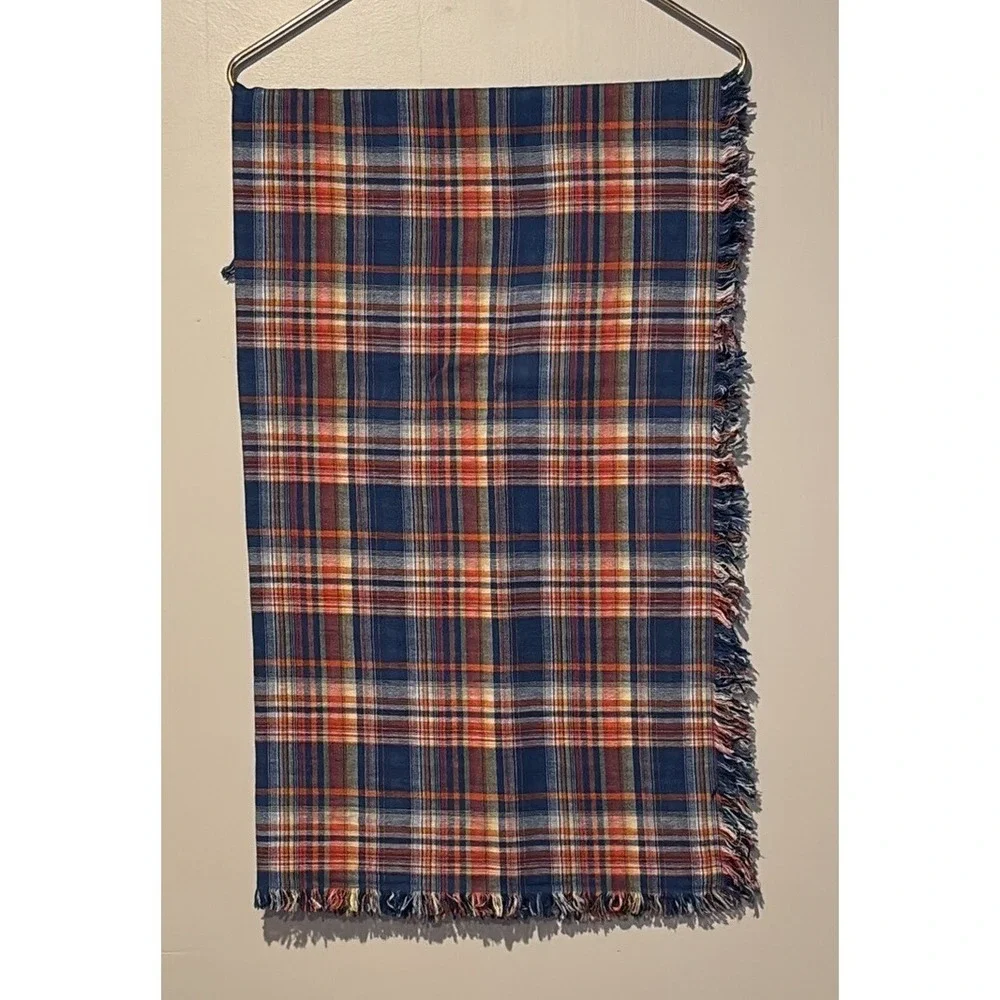 Hollister Scarf Red Blue Plaid Tartan‎ 34x33